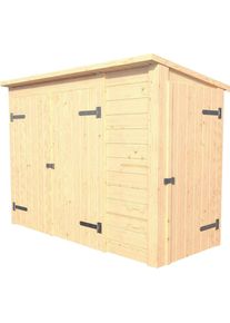 Weka Gerätehaus »"Multibox" mit Regalsystem, 19mm-Pultdach mit Bitumendachbelag« mit verschließbarem Seitenschrank in beige