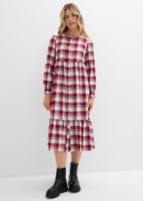 bonprix Mujer, Vestido midi de franela, rojo, 42