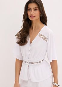 bonprix Tunika shirtowa z koronką, biały, 40/42