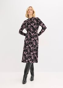 bonprix Mujer, Vestido midi con cuello alto, negro, 52/54