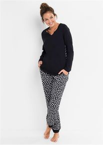 Pyjama - noir - taille 38/40 (S) - 100% coton - bonprix