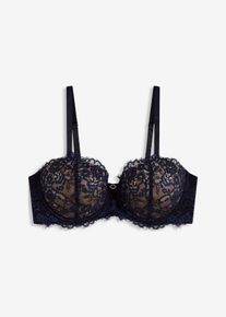 Soutien-gorge balconnet en dentelle &agrave; franges - noir - taille 115D - bonprix