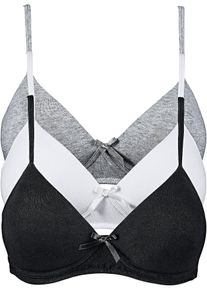 Lot de 3 soutiens-gorge coton &agrave; coques sans armatures - noir - taille 85A avec coton - bonprix