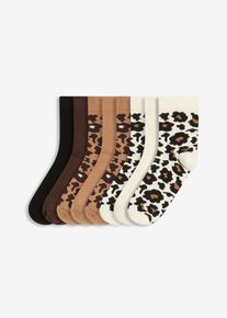 Lot de 8 paires de chaussettes mi-hautes coton majoritaire - marron - taille 35-38 avec coton - bonprix