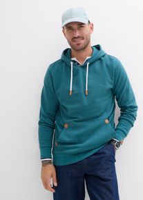 Sweat à capuche et détails enduits - pétrole - taille 64/66 (3XL) avec coton - bonprix