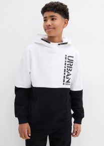 Sweat à capuche 100% coton - blanc - taille 140/146 - 100% coton - bonprix