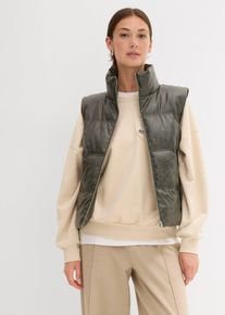 Gilet sans manches enduit et matelass&eacute; - gris - taille 40 - synth&eacute;tique imitation cuir - bonprix