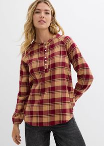 Blouse longue en flanelle - rouge - taille 48 - 100% coton - bonprix