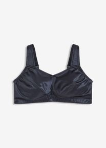 bonprix Mujer, Sujetador reductor sin aros con tirantes acolchados y material brillante, azul, 105
