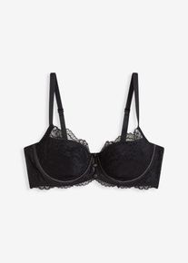 bonprix Mujer, Sujetador con encaje fino, negro, 105