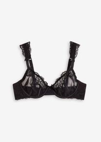 bonprix Mujer, Sujetador con aros de encaje delicado, negro, 95