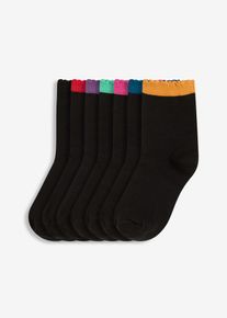 bonprix Mujer, Calcetines de largo medio con algodón orgánico (7 pares), negro, 39-42