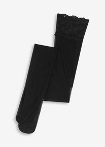 bonprix Mujer, Pantis transparentes de 15 den con encaje en la cintura, negro, 36/38