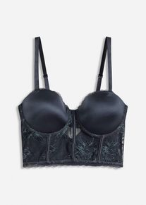 bonprix Női Balconette melltartó Eyelash-csipkével és fényes hatással, kék, 90