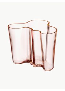 iittala Wazon ze szkła dmuchanego Alvar Aalto Pudrowy róż Szkło S 21 x W 16 cm