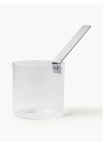 knIndustrie Cazo lechera de vidrio de borosilicato Boiler Plateado, Transparente Vidrio, Metal Ø 12 x Al 12 cm