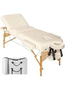 TecTake Lettino da massaggio a 3 zone Somwang con 7,5 cm di imbottitura e supporto in legno - beige - 404375