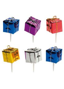 6 Weihnachts Geschenke Kuchen Picker im Set 7cm