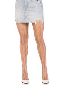 Collants en filet au crochet arc-en-ciel