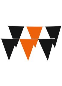 XXL Wimpel Girlande aus Folie in Schwarz und Orange 10 Meter 30x45cm
