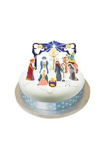 Weihnachts Krippe 10 Teile Tortendeko Set aus Karton 10cm