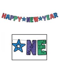 Glittered Happy New Year Streamer