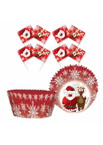 48 Teile Muffin Förmchen Set Weihnachtsmann und Rentier