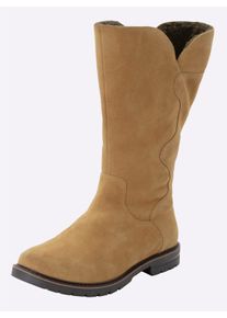 sheego Dames Laars met wijde schacht van suède, met teddyvoering in cognac ,maat 40, Witt, 100% Suède