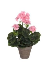 Mica Decorations Geranio Rosa Pvc Con Maceta Gris
