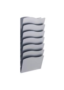 1 Wall leaflet holder, A4 portrait, 7 trays, silver, steel