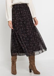 bonprix Mujer, Falda larga, negro, 36/38