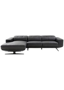 Xora Ecksofa , Schwarz , Leder , Echtleder , Rindleder , Uni , L-Form , 282x162 cm , seitenverkehrt erhältlich, Rücken echt , Wohnzimmer, Sofas &