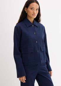 Kort h&ouml;st- och v&aring;rjacka i ekologisk bomull med elastan - bl&aring; - storlek 38 - bonprix