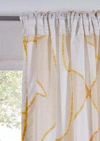 Gardin med grafiskt m&ouml;nster (1 styck) - beige - storlek 225x135 cm - bonprix