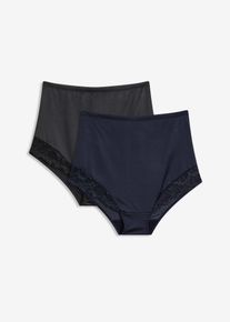 Trosa i glansigt material med medelhög formande effekt (2-pack) - svart - storlek 44 - bonprix
