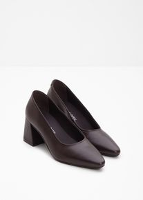 Pumps av skinn - brun - storlek 40 - bonprix