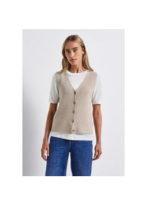 Street One , Strickweste, in Ripp-Optik und mit Knopfleiste , morning beige mel , 40 , 40 , Softe Rippstrick-Weste von Street One