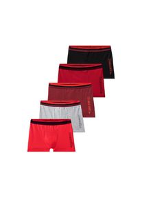 Bench. , Boxer »Boxershorts für Jungen«, (Packung, 5 St.), mit Logo Druck am Bein , grau-meliert / rot / bordeaux / dunkelrot / schwarz , 122/128 ,...