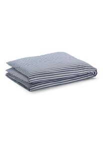 Schlitzer Leinen-Industrie Driessen Bettbezug Halbleinen gestreift Blau-Grau 155 × 220 cm