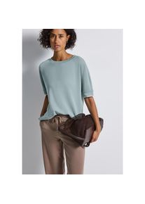 Street One , T-Shirt, im Silk Look und mit dezentem Kontrastdetail, Sommershirt , arona blue , 40 , 40 , Silk Look Shirt für Damen von Street One