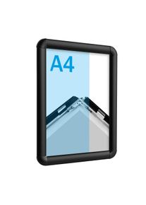 Cadre clic-clac rabattable, aluminium, A4 noir | 25 mm | rond