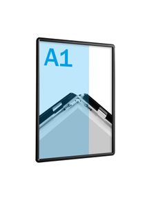 Cadre clic-clac rabattable, aluminium, A1 noir | 25 mm | rond