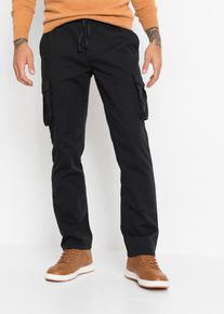 Pantalon droit cargo regular &agrave; taille &eacute;lastiqu&eacute;e - noir - taille 56 - 100% coton - bonprix