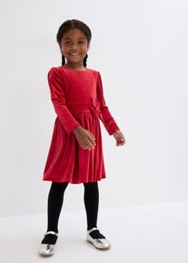 Abito svasato in velluto, Rosso, Taglia 128/134, bonprix