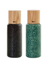 AdHoc Set Pfeffer- und Salzmühle Yara, black&green, CeraCut Ceramic Mahlwerk, Keramik/Roteichenholz, D: 6, Pfeffermühle + Salzmühle, Schwarz