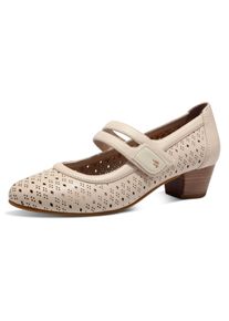 Jana Dames Pumps met wreefriempje in zand ,maat 40, Witt, 100% Imitatieleer