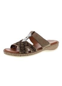 Reflexan Dames Slipper met zomerse perforatie in bruin/zilverkleur ,maat 38, Witt, 100% Glad leer