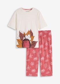 bonprix Mujer, Pijama capri de algodón orgánico puro, blanco, 36/38