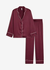 bonprix Mujer, Pijama de satén brillante, marrón, 44/46