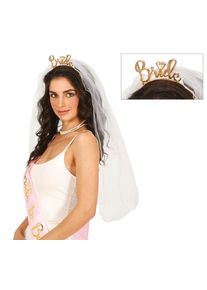 BRAUTSCHLEIER MIT „BRIDE“ SILBER HAARREIF, ERWACHS